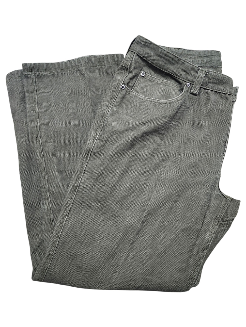 Duluth Trading Army Green Heavyweight Fire Hose Relaxed Fit Canvas Pants. 40x32